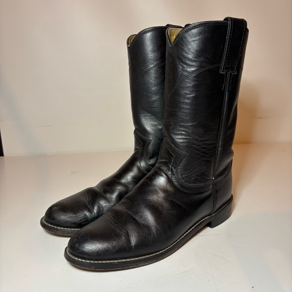 Justin Boots Cora Round Toe Cowboy Women Black Boots Sz 6.5 C Made USA L3703 - Picture 1 of 11